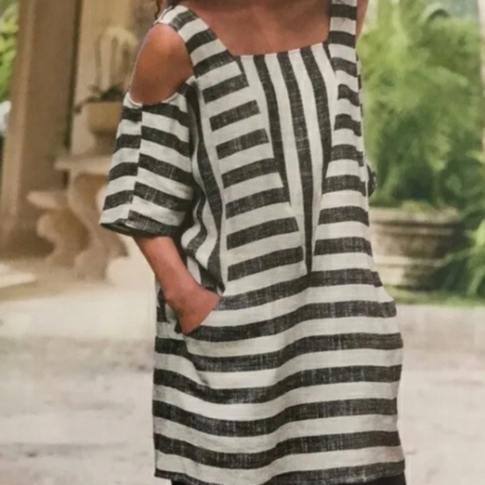 Soft Surroundings Sunset Stripe Linen Tunic